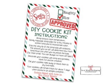 Christmas DIY Cookie Kit Instructions Card-Printable 3.5" by 5", Elf Cookie Card, Special Delivery, Santa Mail