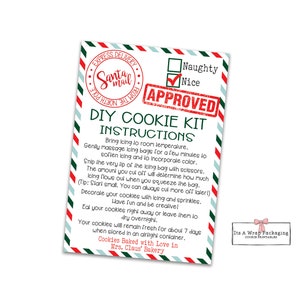 Weihnachts-DIY-Plätzchen-Kit-Anweisungskarte-druckbare 3,5 "von 5", DIY-Plätzchen-Karte, spezielle Lieferung, Weihnachtspost, Elfen-Lieferung, Elfen