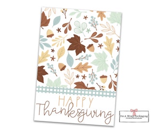 Happy Thanksgiving Printable Mini Cookie Card 3.5&quot; X 5&quot;, Cookie Packaging, Fall Cookie Cards, Fall Cookie Tag, Instant Download