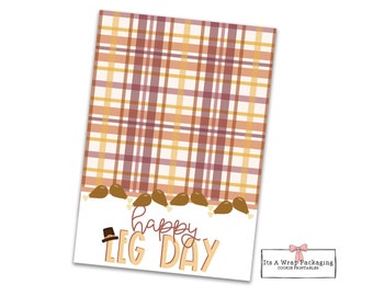 Thanksgiving Mini Cookie Card, Printable 3.5&quot; X 5&quot;, Fall Cookie Card, Leg Day Cookie Card, Cookie Packaging