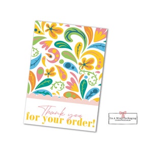 Obrigado pelo seu pedido Cartão de biscoitos para impressão de 3,5" x 5" -Flores brilhantes, flores, florais, modernas, flores descoladas, dia das mães
