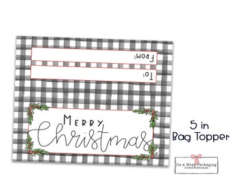 Christmas Bag Topper, 5 Inch Printable Cookie Bag Topper, Treat Bag Topper, Christmas Cookie Tags, Christmas Cookie Cards, Merry Christmas