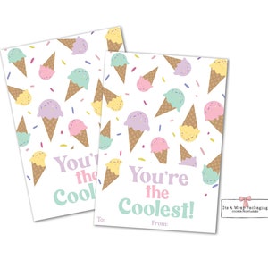 Valentines druckbare Mini-Cookie-Karte 3,5 "X 12,7 cm - Du bist die coolste Cookie-Karte, Valentine Cookie-Karte, Eiscreme-Plätzchen-Karte