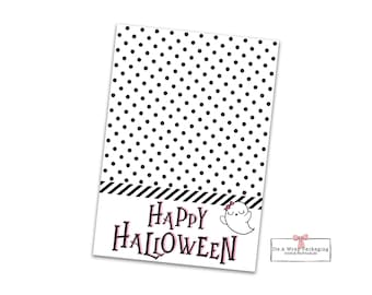 Tarjeta de galleta de Halloween-3.5" X 5"-Imprimible Feliz Halloween, Fantasma, Otoño