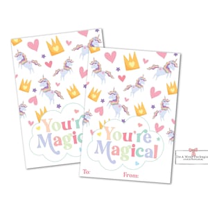 Valentinstag druckbare Mini Cookie Karte 3,5 "X 5" - Du bist magische Cookie Karte, Valentine Cookie Karten, Einhorn Cookie Karte