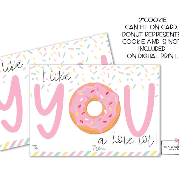 Valentines druckbare Mini-Cookie-Karte 5 "X 3,5" - Ich mag dich ein Loch Lot Cookie Karten, Valentines Cookie Karte, Donut