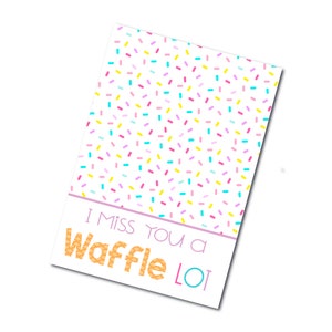 Miss You a Waffle Lot Printable Mini Cookie Card 3.5&quot; X 5 -Thinking of You