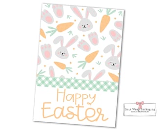 Easter Printable Cookie Card 3.5" X 5" -Happy Easter Cookie Card, Easter Cookie Tag, Bunny, Easter Eggs, Carrots, Spring