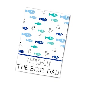 Tarjetas de galletas mini imprimibles del día del padre - 3.5 "x 5"- O-Fish-Ally el mejor papá, pescado