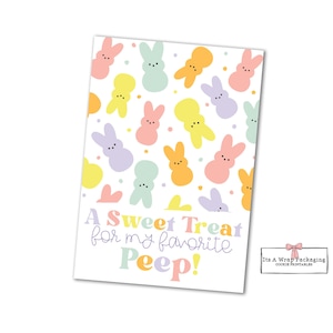 Paasafdrukbare Cookie Card 3,5" X 5" -Zoete lekkernijen voor mijn Peep Easter Cookie Card, Easter Cookie Tag, Paashaas, Easter Peeps