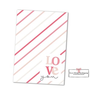 Valentine Printable Mini Cookie Card 3.5&quot; X 5&quot;- Love You Valentine Cookie Card, Valentine Cookie Tag, Stripe