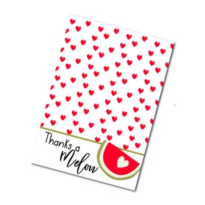 Printable Mini Cookie Card-3.5&quot; x 5&quot; Thanks a Melon-Birthday or Thank You