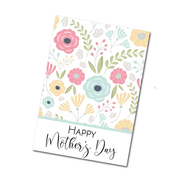 Mother's Day Printable Mini Cookie Card 3.5" x 5" Pastel Flowers