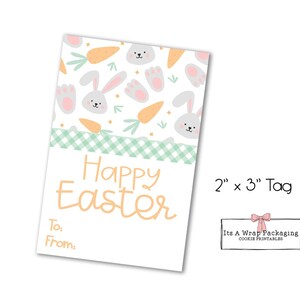 Easter Printable 2&quot; x 3&quot; Tag&quot; - Happy Easter Cookie Tag, Easter Gift Tag, Bunny, Carrots