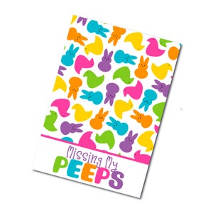 Mini tarjeta de galleta imprimible: Pascua de 3,5" x 5" Missing My Peeps- Pensando en ti