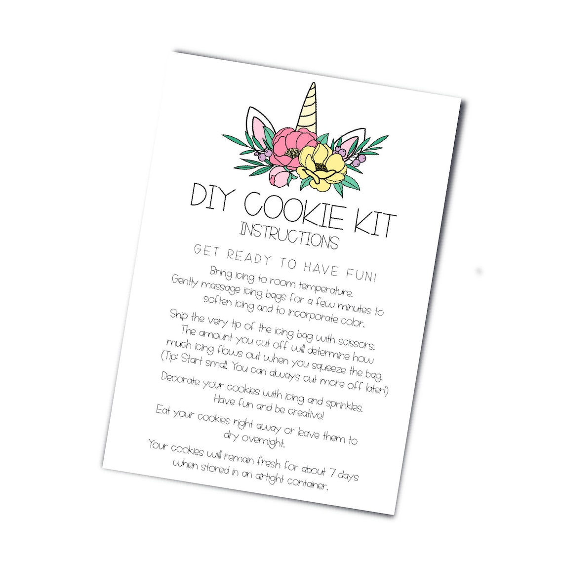DIY Cookie Kit Instructions Cardprintable 3.5 by Etsy