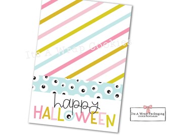 Tarjeta de galletas de Halloween 3,5" X 5" - Tarjeta de galletas de feliz Halloween, monstruo, globos oculares, etiquetas de galletas, embalaje