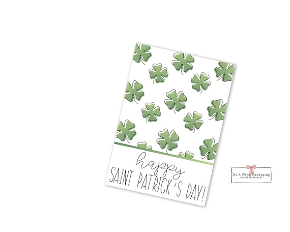 St Patrick's Day Printable Cookie Card 3.5" X 5", St Patrick's Day Cookie Tags, Shamrock Cookie Cards, Clover, Irish, Pot of Gold