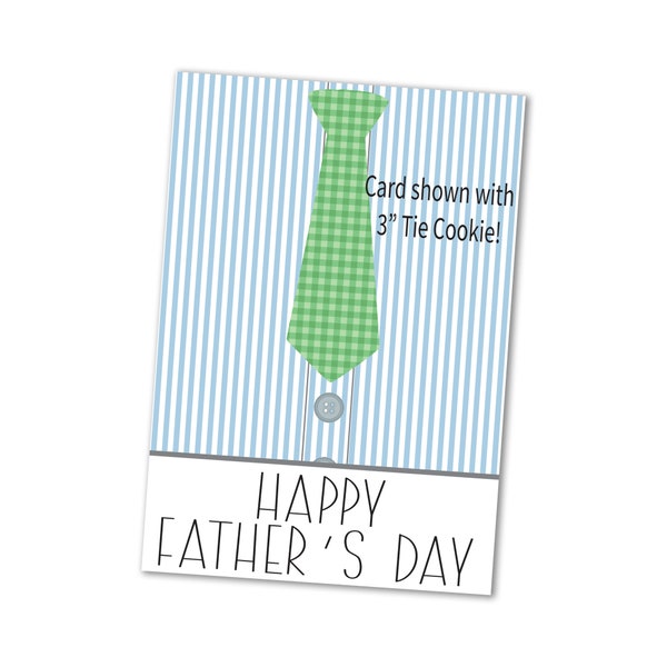 Father's Day Printable Mini Cookie Cards for Tie Cookies- 3.5" x 5"- Dad, Tie, Necktie, Blue Pinstripe