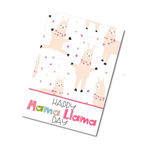 Fête des Mères Mama Llama Imprimable Mini Cookie Cards 3.5" x 5"