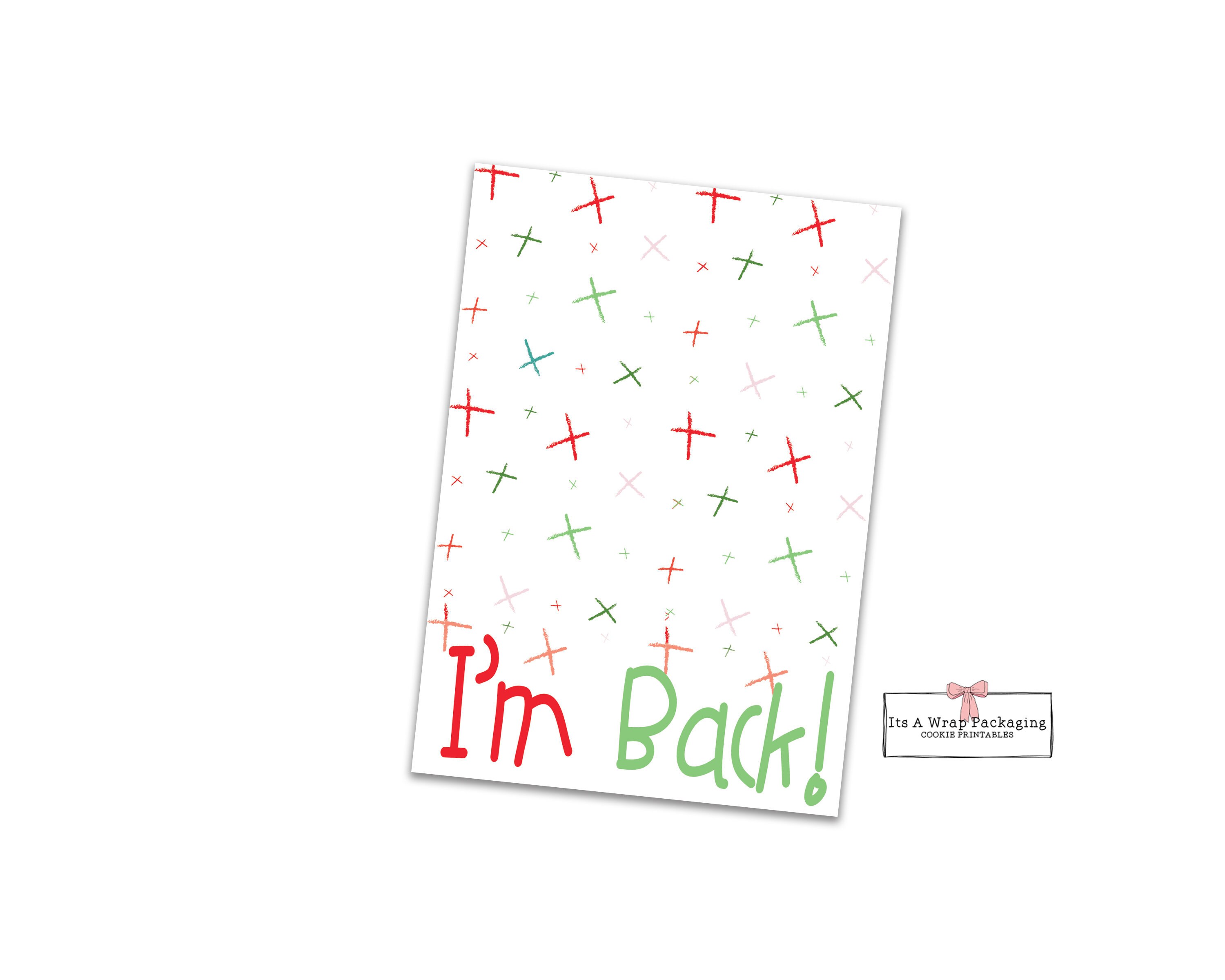 Cookie Printable Mini Cookie Card 3.5" X 5" - Cookie Tag, I'm Back Tag, Christmas Cookie Cards, Elf