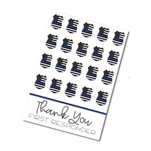 Thank You First Responder Printable Mini Cookie Cards 3.5&quot; x 5&quot;- Police