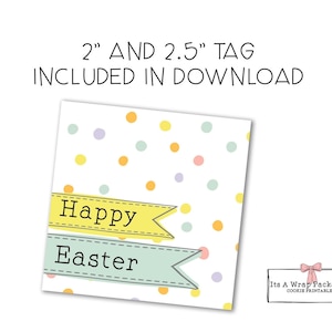 Easter Printable Square 2&quot;  and 2.5&quot;, Happy Easter Cookie Tag, Easter Gift Tag, Easter Cookie Tag, Bunny, Carrots