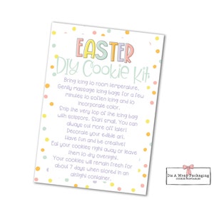Ostern druckbare Cookie Karte 3,5 "X 5" - Ostern Cookie Kit Anleitungskarte, Osterplätzchen Kit, Frühling DIY Cookie Kit Anleitungen