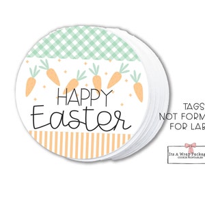 Easter Printable Cookie Tag- Happy Easter Cookie Tags, Easter Cookie Cards, Easter Gift Tag, Easter Eggs, Bunny, Carrots, Gingham