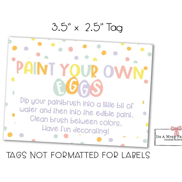 Paint Your Own Eggs 3.5" x 2.5" Printable Tags, Easter Tags, PYO Easter Tag, Easter Printable