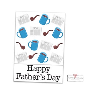 Father&#39;s Day Printable Mini Cookie Cards - 3.5&quot; x 5&quot;- Dad, Work, Hipster, Pipe, Coffee, Mug, Newspaper