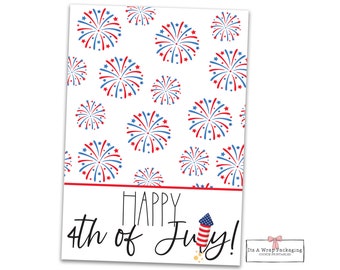 4th of July Printable Mini Cookie Cards- 3.5" x 5"- Patriotic, USA, America, Summer, Fireworks