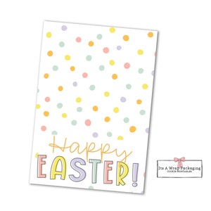 Ostern druckbare Cookie Karte 3,5 "X 5"-Happy Easter Cookie Karte, Osterplätzchen Tag, Küken, Hase, Ostereier, Karotten, Polka Dots