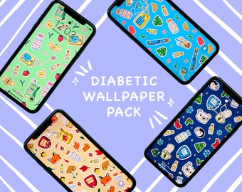 Pacchetto carta da parati digitale diabete di tipo 1 - Primavera Estate Autunno Inverno - Sfondo telefono