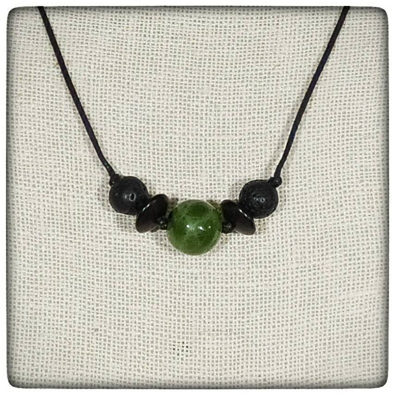 Handmade Adjustable Necklace With Natural Canadian Jade, Horn Discs and ...