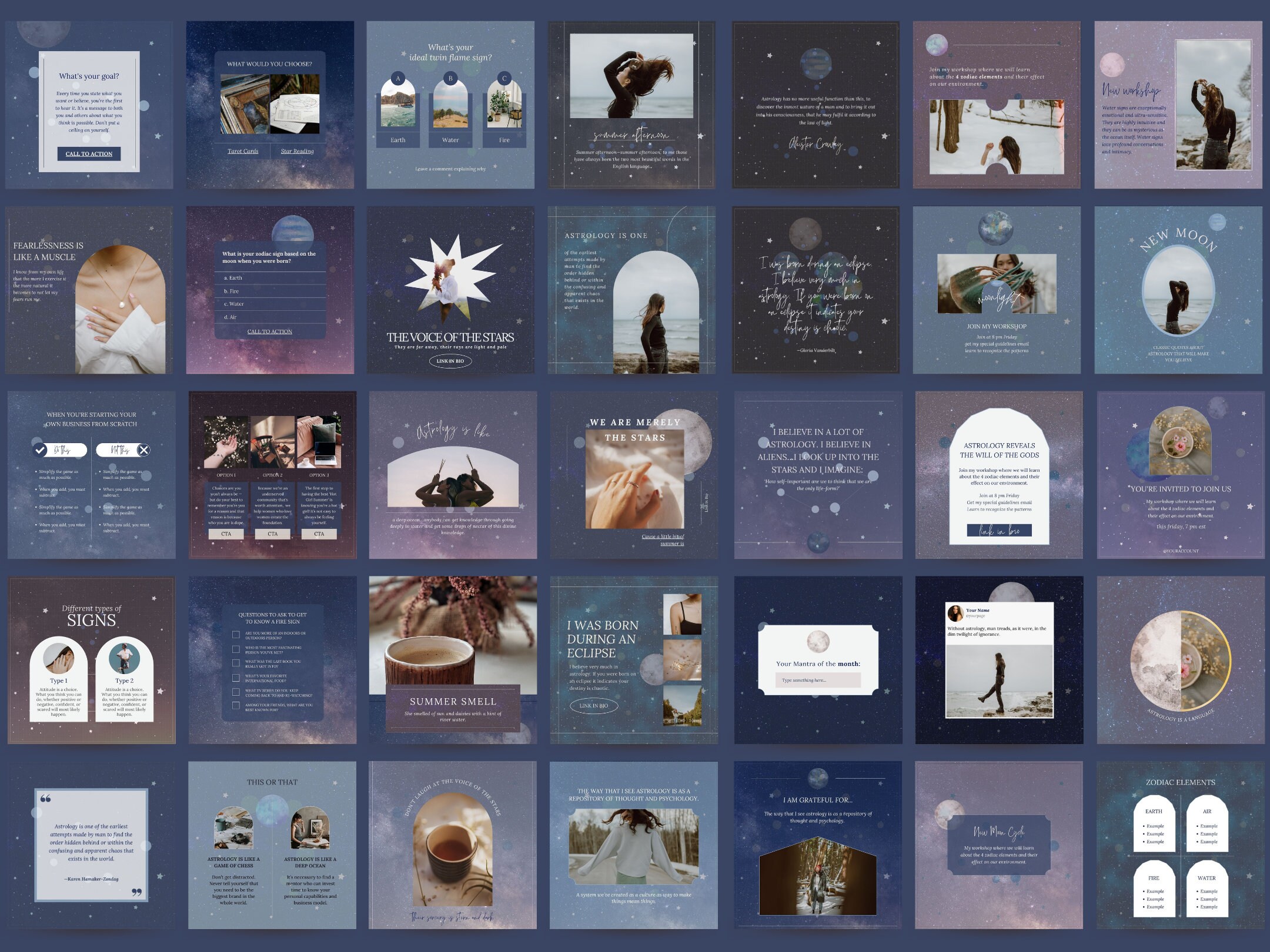 Astrologers Instagram Template for Canva Astrologist Collage ...
