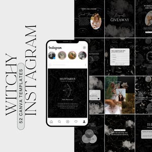 Witchy Instagram Templates: Astrology, Tarot, Zodiac (Canva)