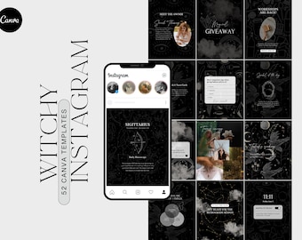 Witchy Instagram Templates: Astrology, Tarot, Zodiac (Canva)