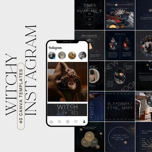 Witchy Instagram Templates: Spiritual Coach, Tarot, Astrology (Canva)
