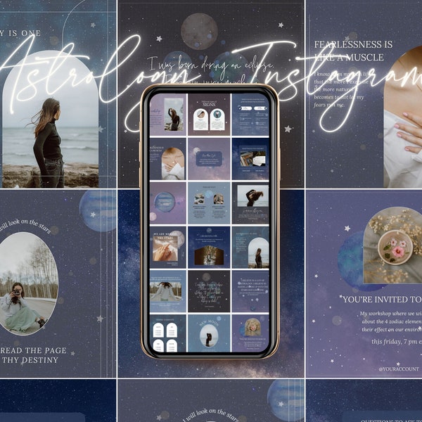 Astrology Template, Mystical Instagram, Celestial Instagram, Magical Design, Spiritual Coach, Witchy Social Media Posts