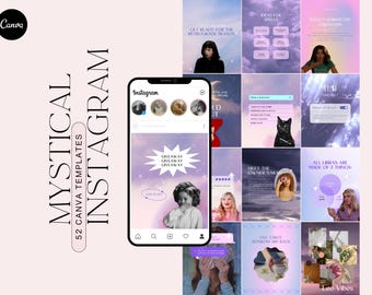 Witchy Instagram, Mystic Canva Templates, Gradient Astrology, Astrology Canva Template, Spiritual Instagram, Animated Instagram Posts