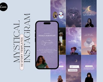 Witchy Astrology Instagram Story Templates: Spiritual Zodiac (Digital Download)