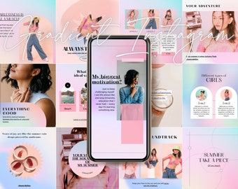 Gradient Instagram, Gradient Background, Instagram Gradient, Pastel Template, Grainy Aesthetic Quotes, Holographic Instagram, Aura Instagram