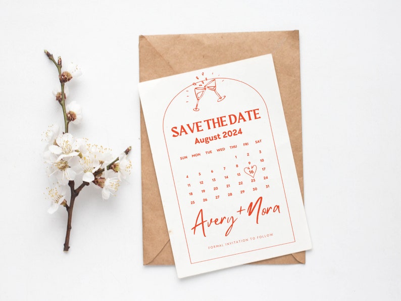 Modern Save the Date Calendar Template, Editable Save the Date Calendar ...