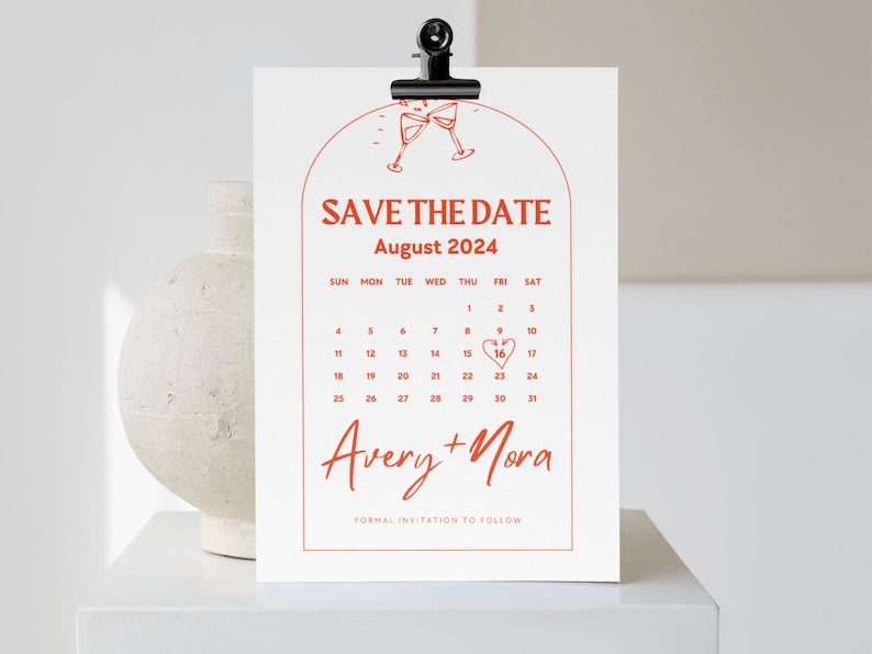 Modern Save the Date Calendar Template, Editable Save the Date Calendar ...