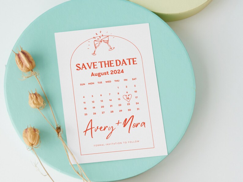 Modern Save the Date Calendar Template, Editable Save the Date Calendar ...