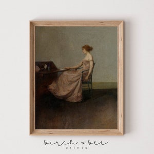 Woman Portrait Print Vintage | Moody French Portrait Painting | Vintage Office Art | MAILED ART PRINT #139