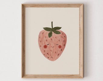 Strawberry Art Print | Fruit Nursery Art | Cute Nursery Decor | Printable Wall Art #299