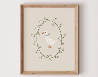 Goose Nursery Print | Vintage Aesthetic Nursery | Cute Nursery Decor | Printable Wall Art #304