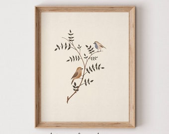 Bird Branch Wall Art| Vintage Aesthetic Nursery | Bird Nursery Art | Printable Wall Art #312